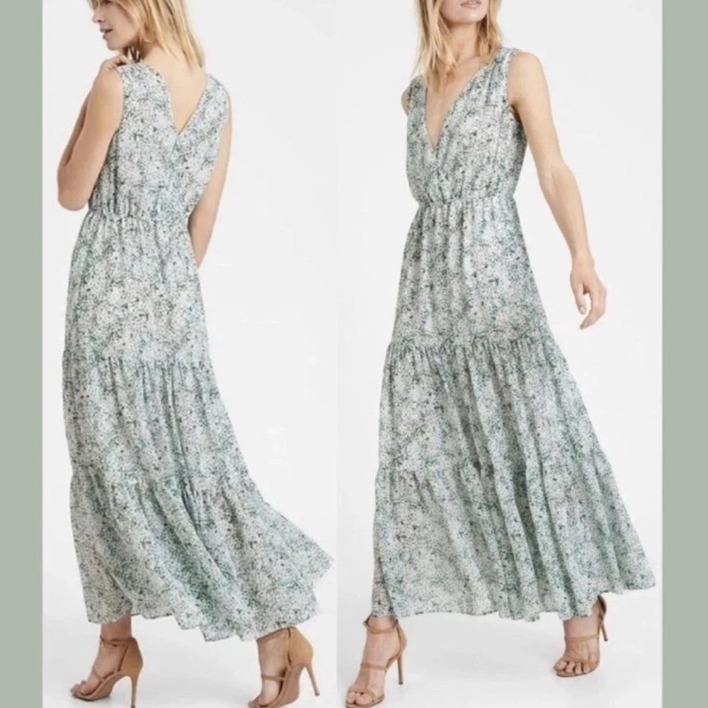 Banana Republic Floral Surplice V-Neck Tiered Maxi Dress Size XS